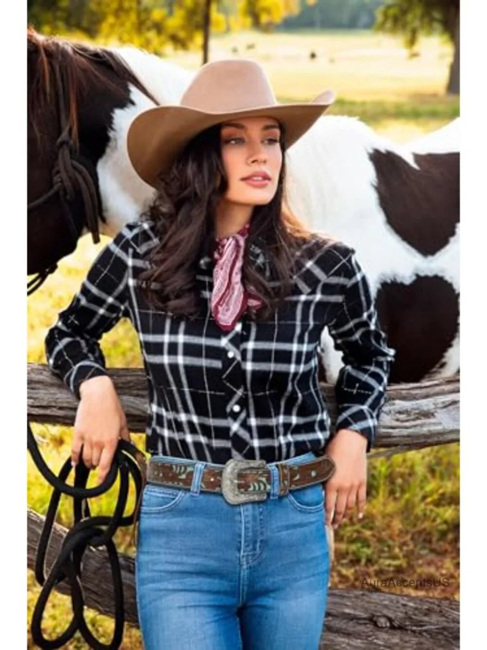Faux Leather Western Belt with Rhinestone Buckle, Turquoise Carved Pattern,